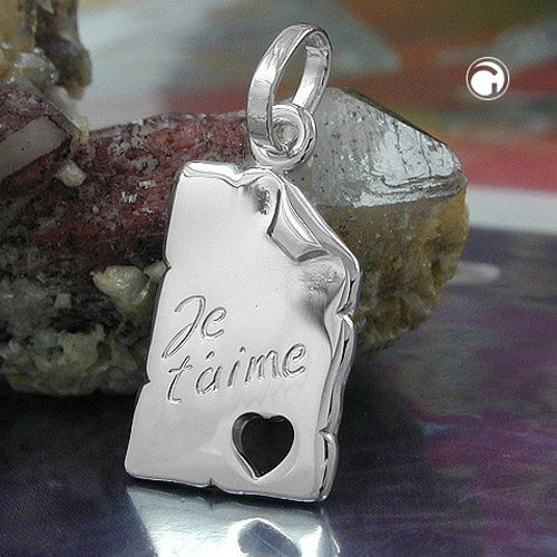 Pendant 22x12mm Je t-aime Silver 925