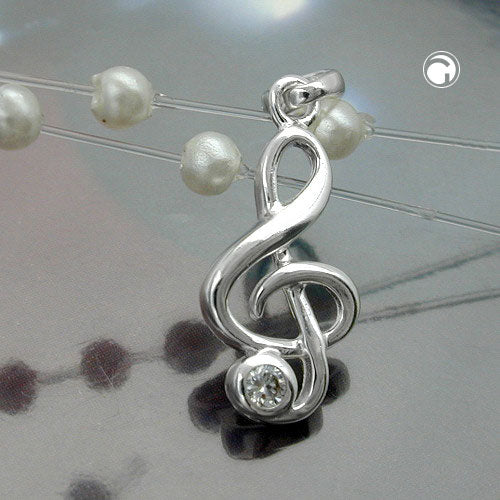 Pendant 17x8mm treble clef silver 925
