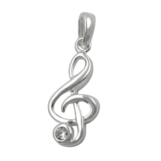 Pendant 17x8mm treble clef silver 925
