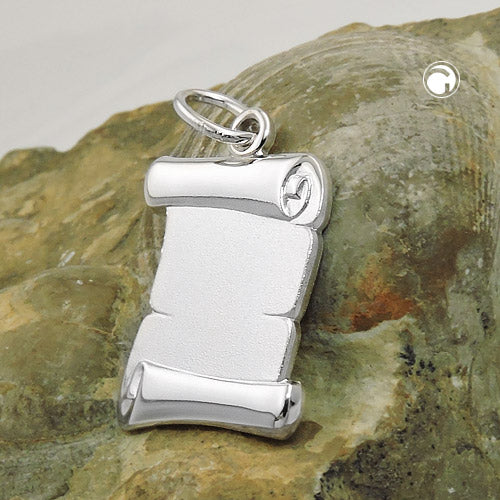 Pendant 20x14mm document roll matt shiny silver 925