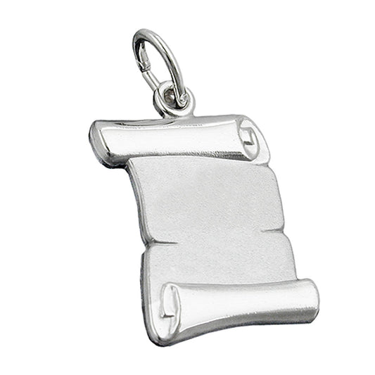 Pendant 20x14mm document roll matt shiny silver 925