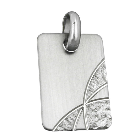 Pendant 24x16mm engraving plate matt-diamond-plated rhodium-plated silver 925