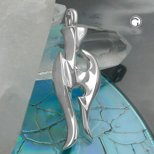 Pendant 40x14mm solid shiny silver 925