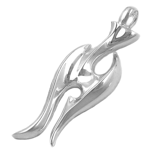 Pendant 40x14mm solid shiny silver 925