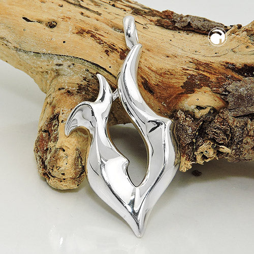 Pendant 40x20mm solid shiny silver 925