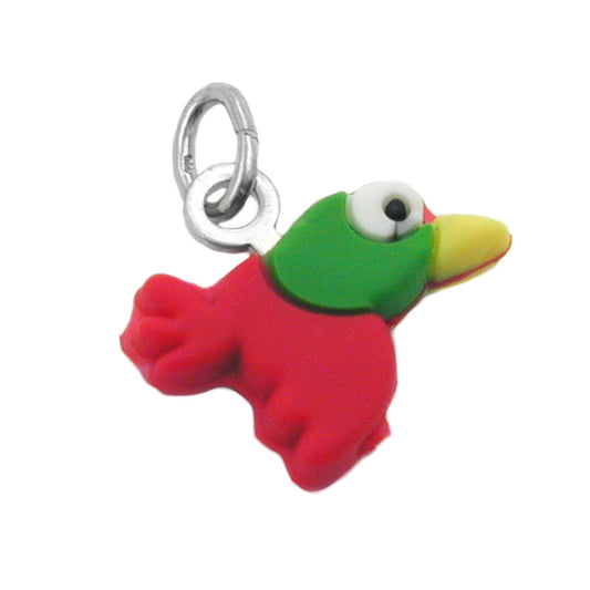Pendant 12x14mm bird colorful silver 925