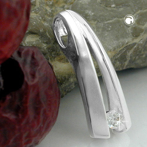 Pendant 20.5x7mm with zirconia matt silver 925