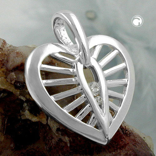 Pendant 18x16mm heart with zirconias silver 925
