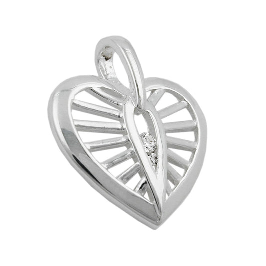 Pendant 18x16mm heart with zirconias silver 925