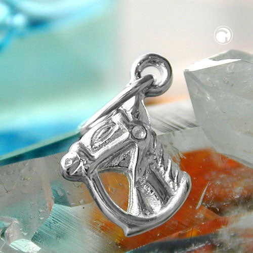 Pendant 14x10mm horse head with halter shiny silver 925
