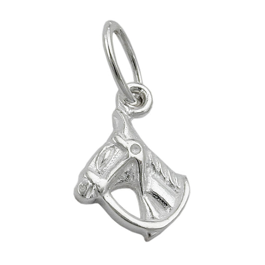 Pendant 14x10mm horse head with halter shiny silver 925