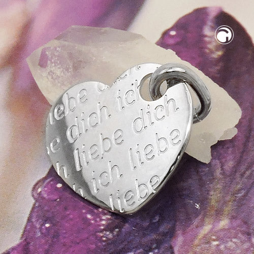 Pendant 20x22mm heart -I love you- silver 925
