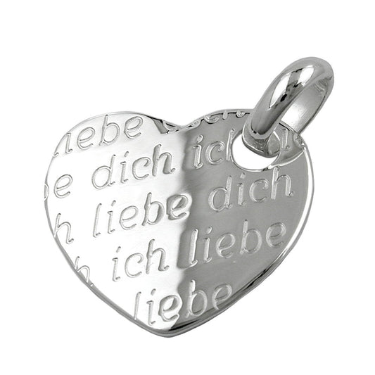 Pendant 20x22mm heart -I love you- silver 925