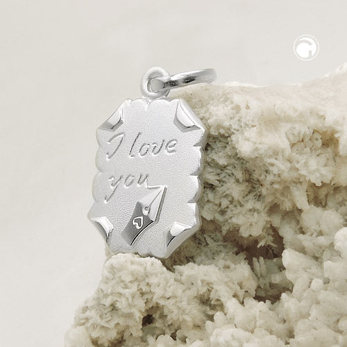 Pendant 22x15mm letter -I love you- silver 925