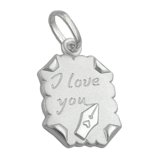 Pendant 22x15mm letter -I love you- silver 925