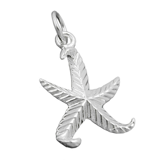 Pendant 20mm starfish patterned silver 925