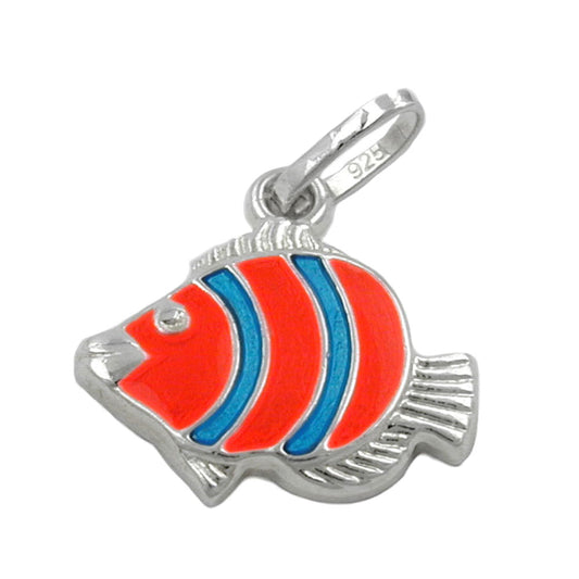 Pendant 12x12mm clownfish orange blue silver 925