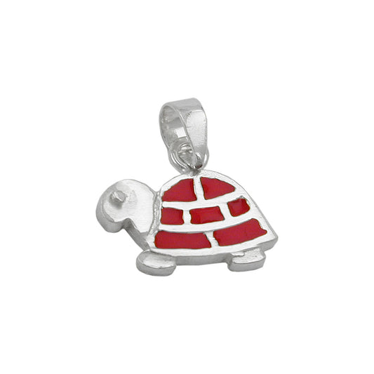 Pendant 11x13mm turtle red enamelled silver 925