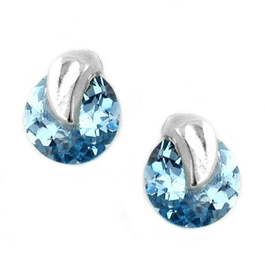 Stud earring 7x6mm synthetic aquamarine silver 925