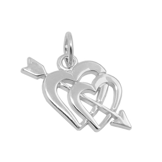 Pendant 23x12mm double heart with arrow silver 925