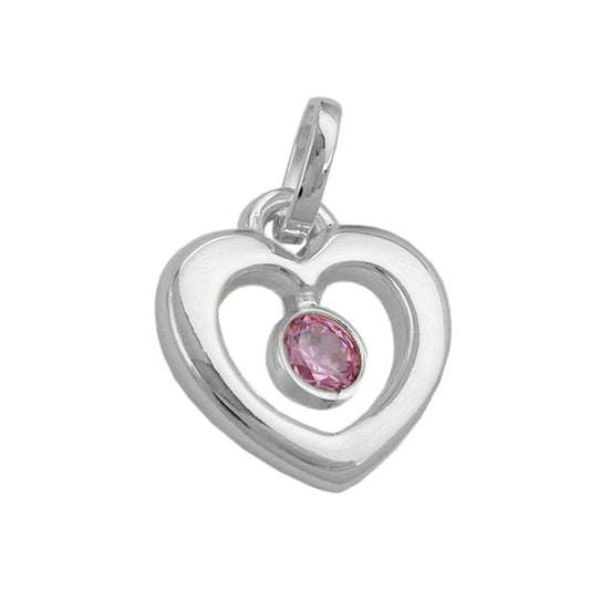 Pendant 17x16mm heart zirconia pink silver 925