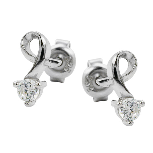Stud earrings 10x6mm with zirconia set rhodium-plated silver 925