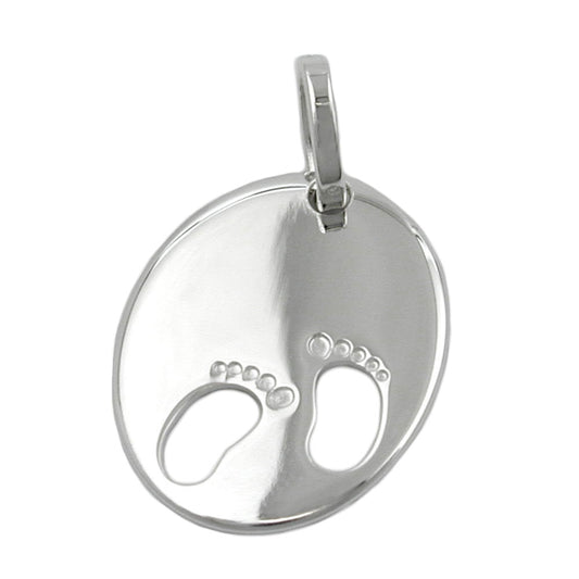Pendant 21x17mm engraving pendant for birth little feet silver 925