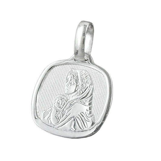 Pendant 16x15mm Mary with baby Jesus shiny silver 925