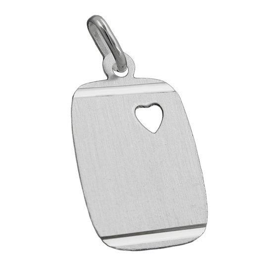 Pendant, engraving plate heart, silver 925