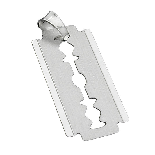 Pendant 30x15mm razor blade matt-glossy silver 925