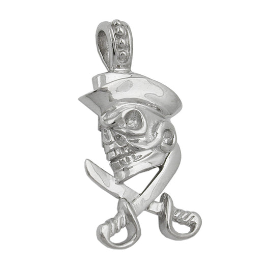 Pendant 25x12mm skull with pirate hat silver 925