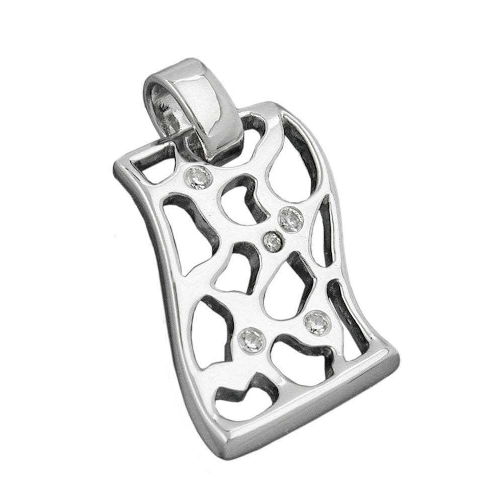 Pendant 24x15mm with zirconias shiny rhodium-plated silver 925