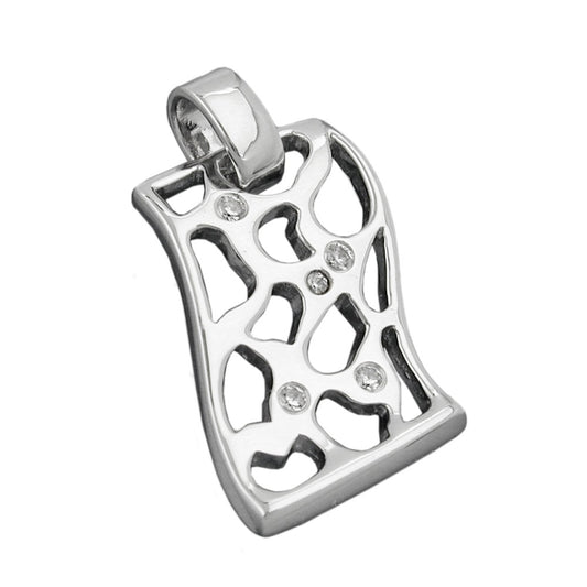 Pendant 24x15mm with zirconias shiny rhodium-plated silver 925