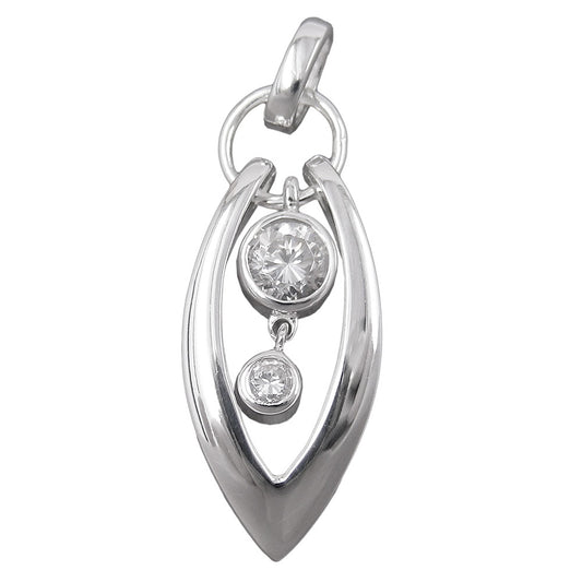 Pendant 29x11mm with 2 zirconias shiny silver 925