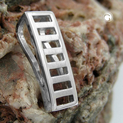 Pendant 23x8mm square matt-shiny rhodium-plated silver 925