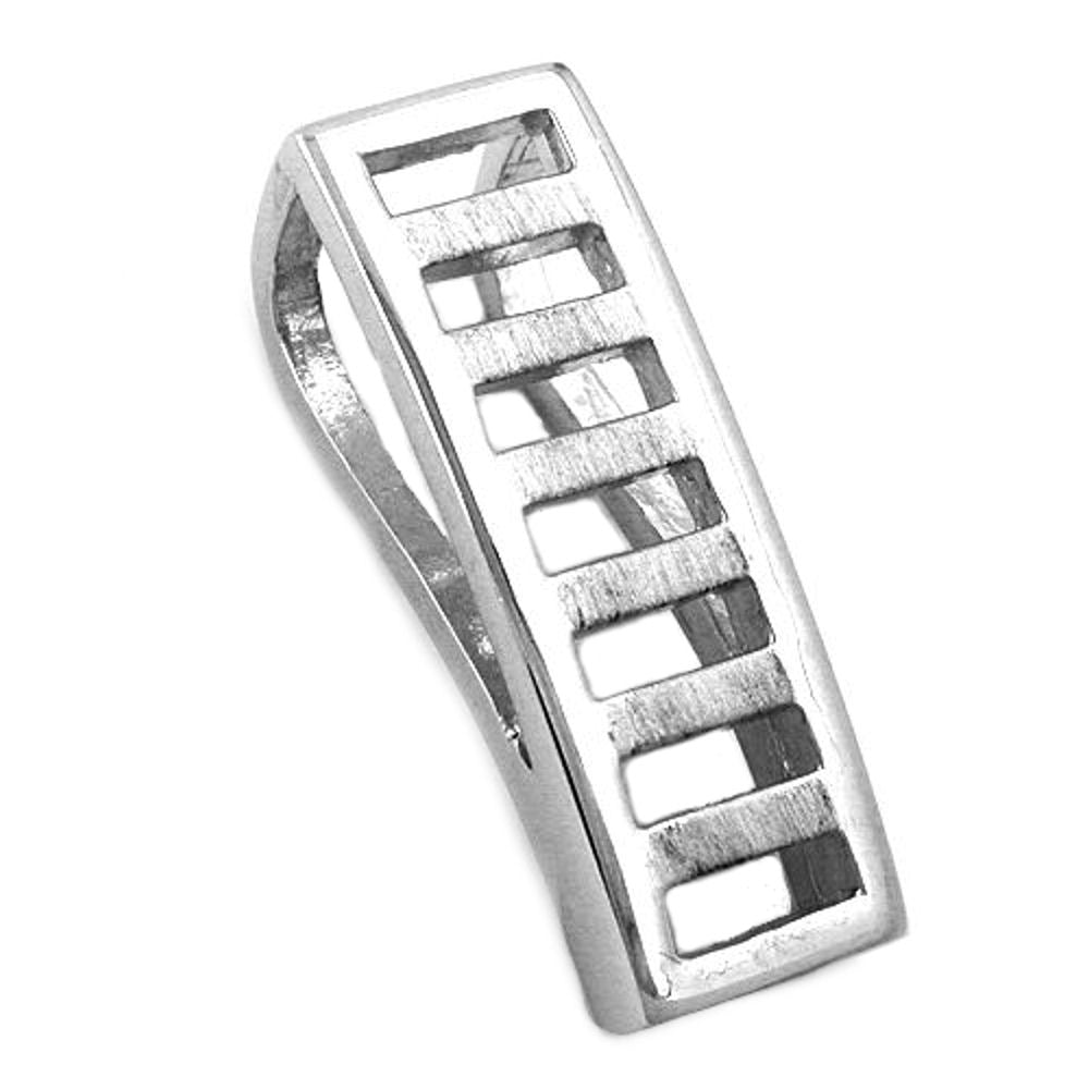 Pendant 23x8mm square matt-shiny rhodium-plated silver 925