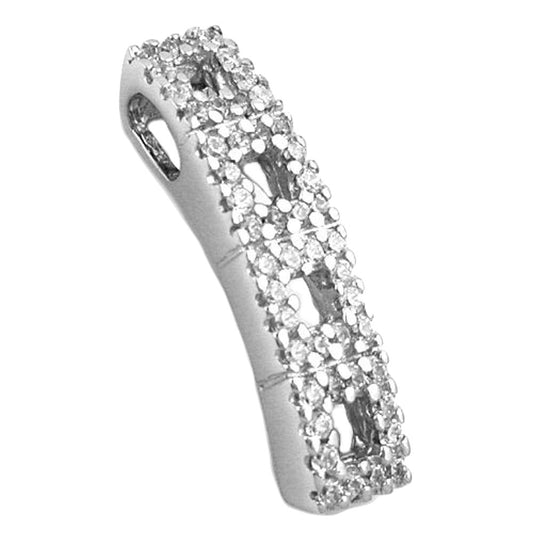 Pendant 21x5mm with zirconias shiny rhodium-plated silver 925