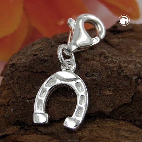 Pendant 9x8mm Charm Horseshoe shiny silver 925