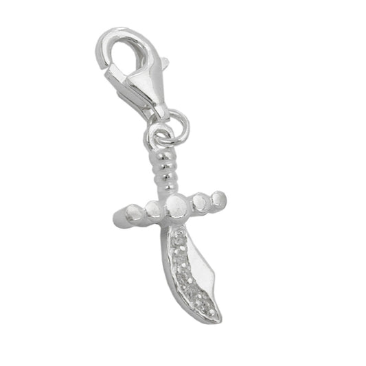 Pendant 19x10mm Charm Scimitar with Zirconias shiny Silver 925