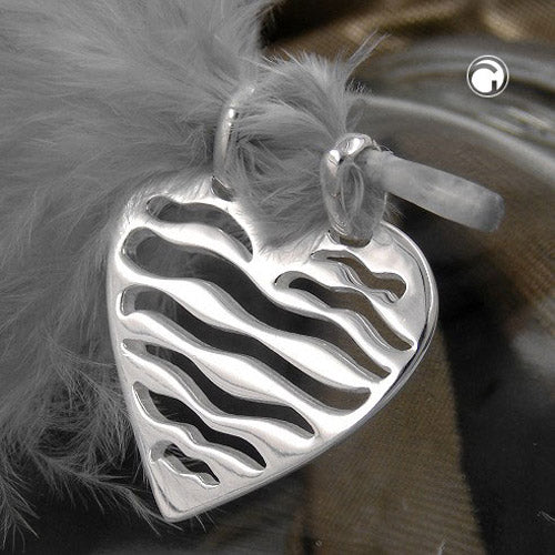 Pendant 21mm heart with 2 eyelets shiny silver 925