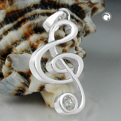 Pendant 29x16mm treble clef silver 925