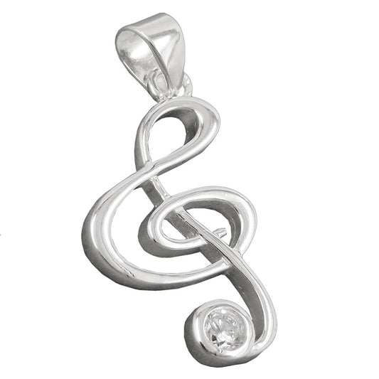 Pendant 29x16mm treble clef silver 925