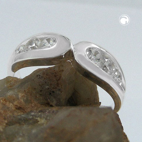 Ring 6mm mit 6 Zirkonias glänzend Silber 925