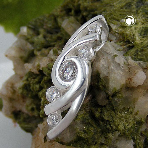 Pendant 22x7mm with 5 zirconias shiny silver 925