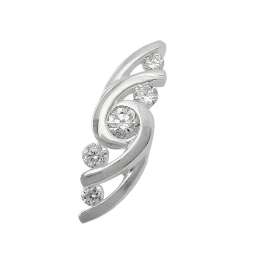 Pendant 22x7mm with 5 zirconias shiny silver 925