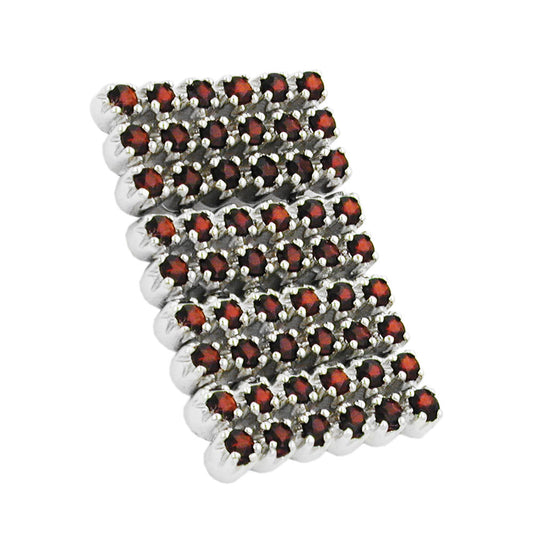 Pendant 38x25mm glass stones dark red shiny rhodium-plated silver 925