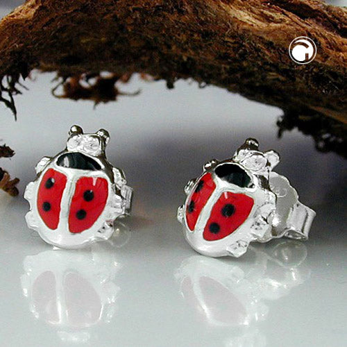 Stud earring 8x7mm children's earring ladybug silver 925
