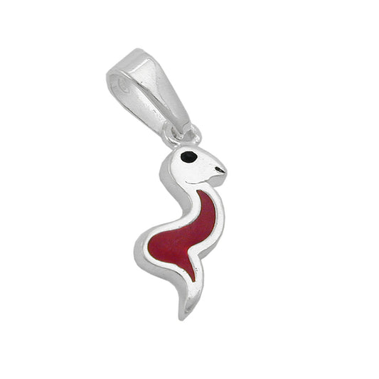 Pendant 16x6mm snake red-silver lacquered silver 925