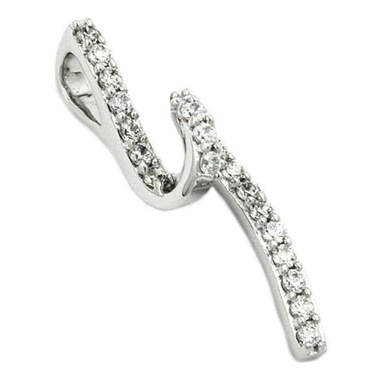 Pendant 32x9mm with zirconias shiny rhodium-plated silver 925