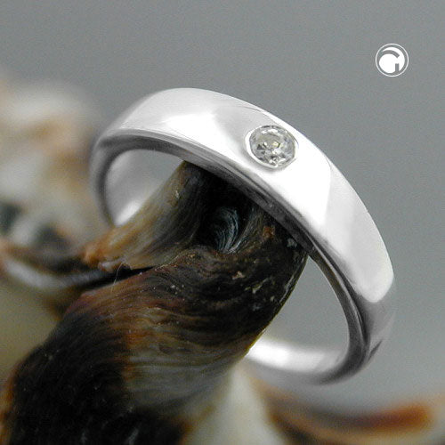 Pendant 11x2mm baptism ring with zirconia silver 925